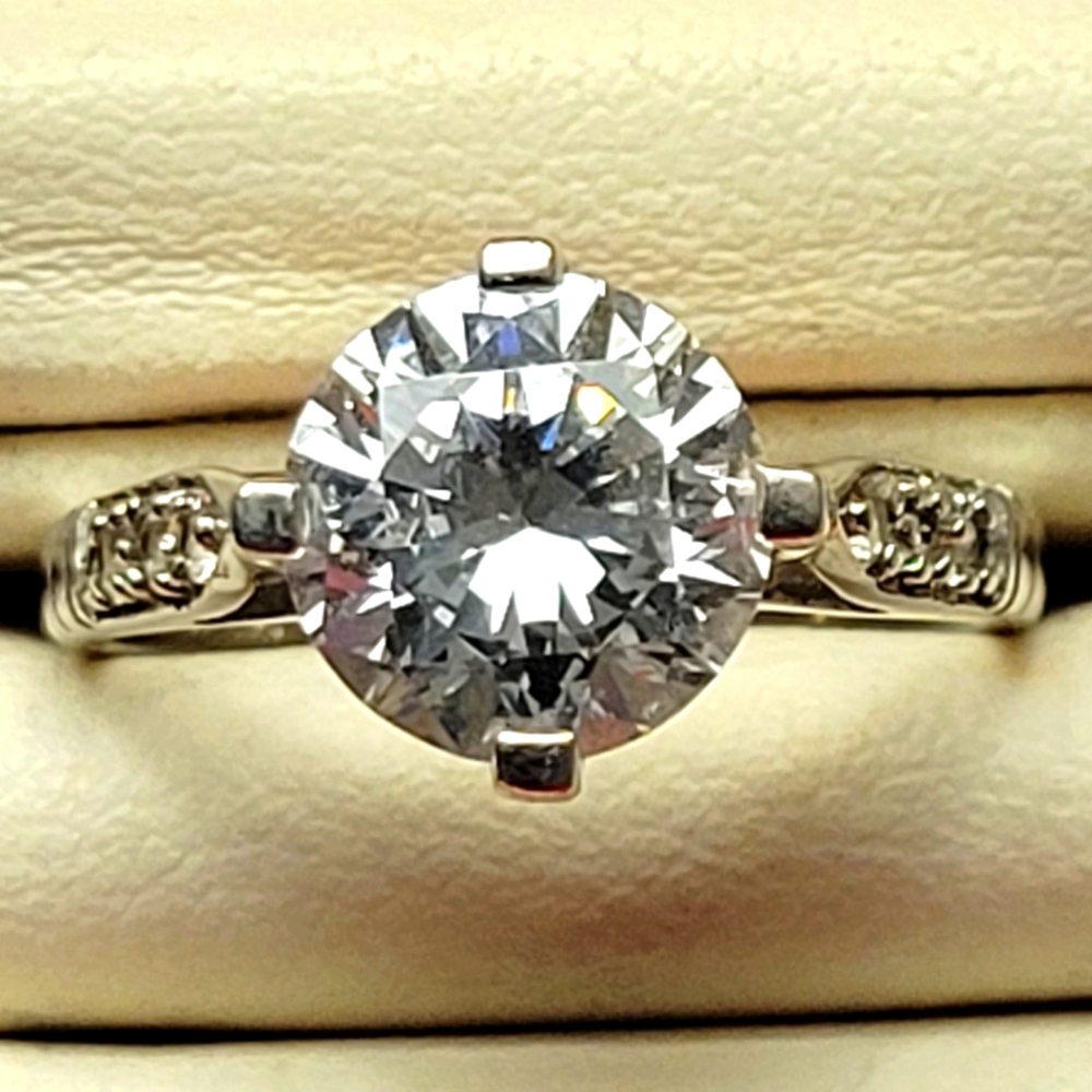 Diamonique 2 Carat Solitaire Ring, Sz 7